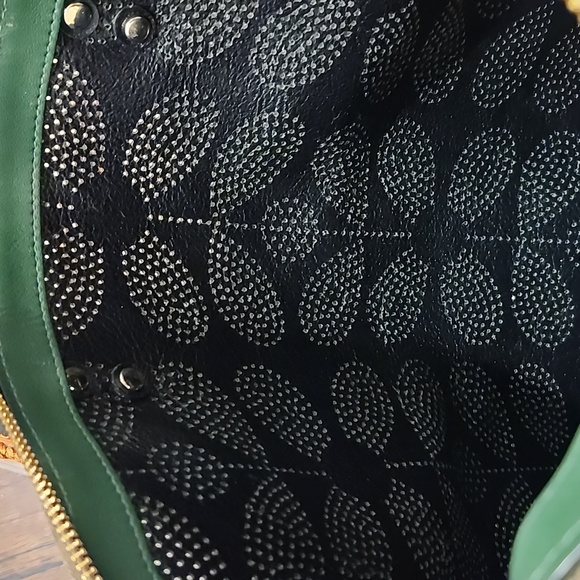 Orla Kiely Sixties Stem Punched Leather Juniper Shoulder Bag - Picture 12 of 12